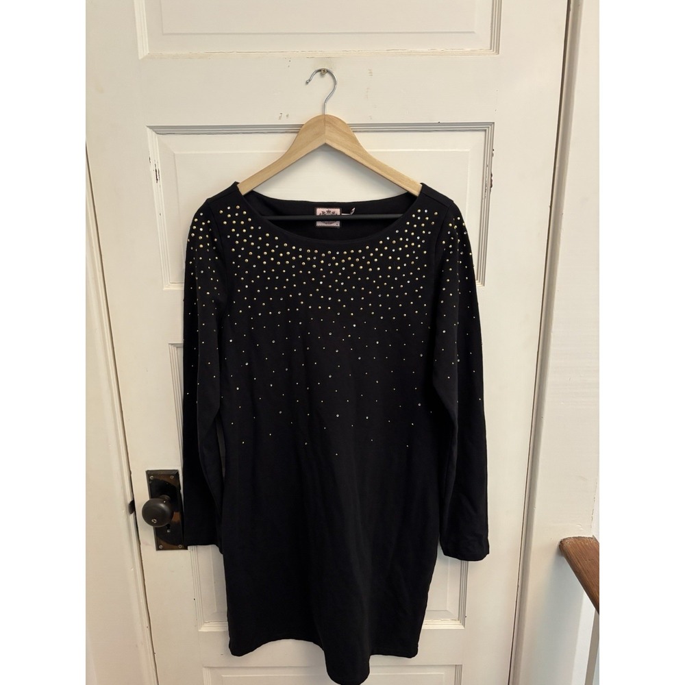 Juicy Couture Women's‎ Black Embellished Long Sleeved Sweater Dress Size XL